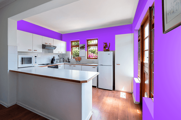 Pretty Photo frame on Psychedelic Violet color kitchen interior wall color