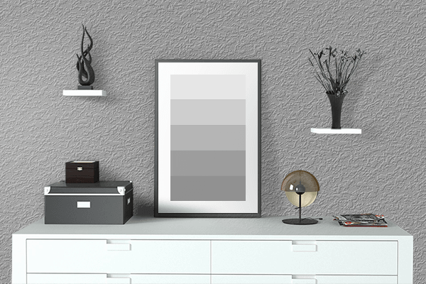 Pretty Photo frame on Perfect Gray color drawing room interior textured wall