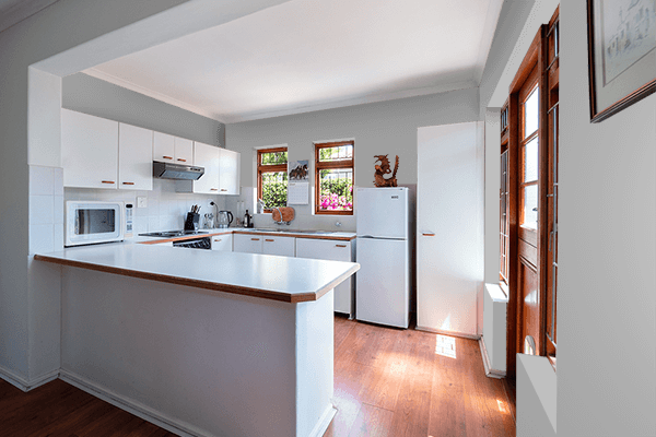 Pretty Photo frame on Perfect Gray color kitchen interior wall color