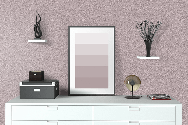 Pretty Photo frame on Pale Rose Gold color drawing room interior textured wall