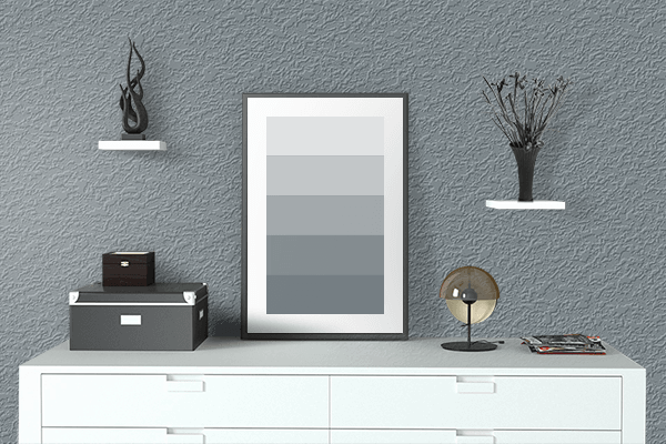 Pretty Photo frame on Squirrel Grey (RAL) color drawing room interior textured wall