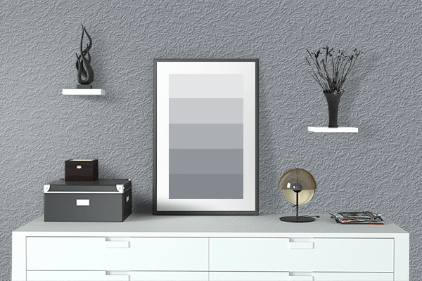 Pretty Photo frame on Silver Grey (RAL) color drawing room interior textured wall