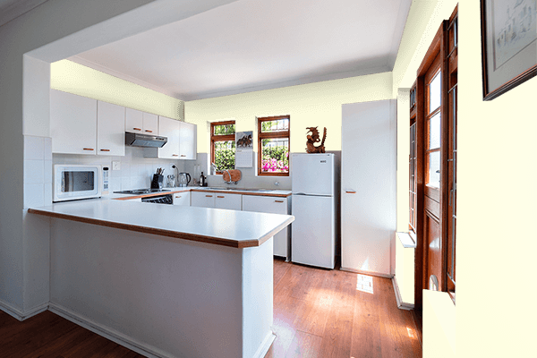 Pretty Photo frame on Pastel Cream color kitchen interior wall color