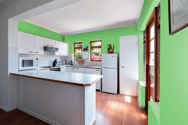 Pretty Photo frame on Pretty Green color kitchen interior wall color
