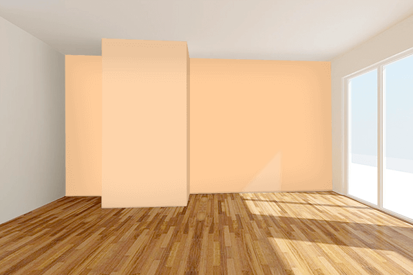 Pretty Photo frame on Pale Orange color Living room wal color