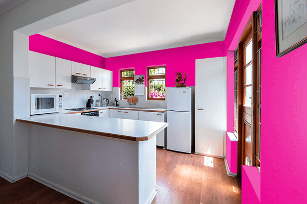 Pretty Photo frame on Magenta CMYK color kitchen interior wall color