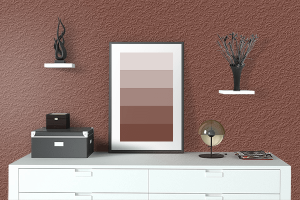 Pretty Photo frame on Pearl Copper (RAL) color drawing room interior textured wall