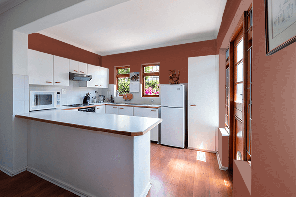 Pretty Photo frame on Pearl Copper (RAL) color kitchen interior wall color