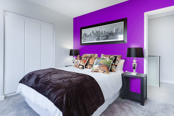 Pretty Photo frame on Pure Purple color Bedroom interior wall color
