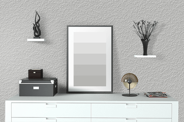 Pretty Photo frame on Soft Grey color drawing room interior textured wall