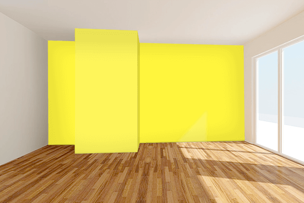 Pretty Photo frame on Psychedelic Yellow color Living room wal color
