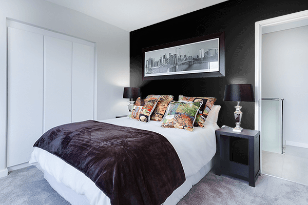 Pretty Photo frame on Vivid Black color Bedroom interior wall color