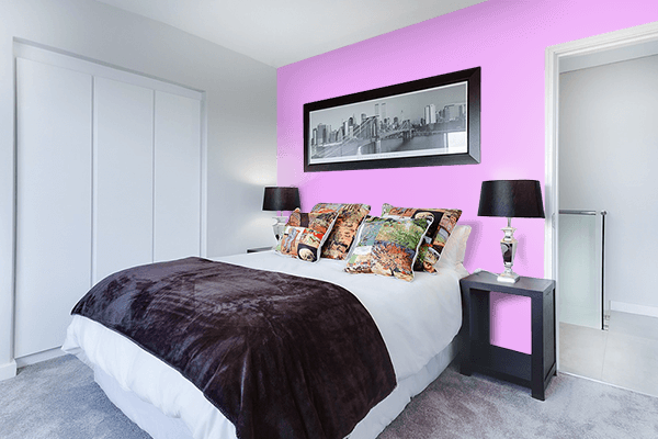 Pretty Photo frame on Pale Magenta color Bedroom interior wall color