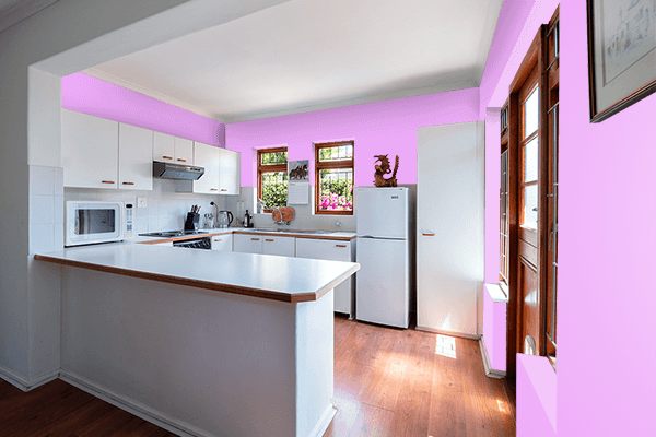 Pretty Photo frame on Pale Magenta color kitchen interior wall color