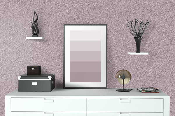 Pretty Photo frame on Faded Pink color drawing room interior textured wall