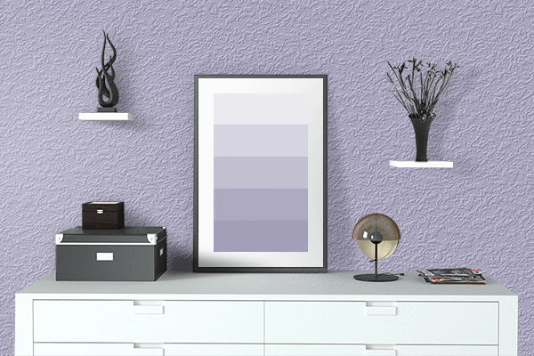 Pretty Photo frame on Soft Violet color drawing room interior textured wall