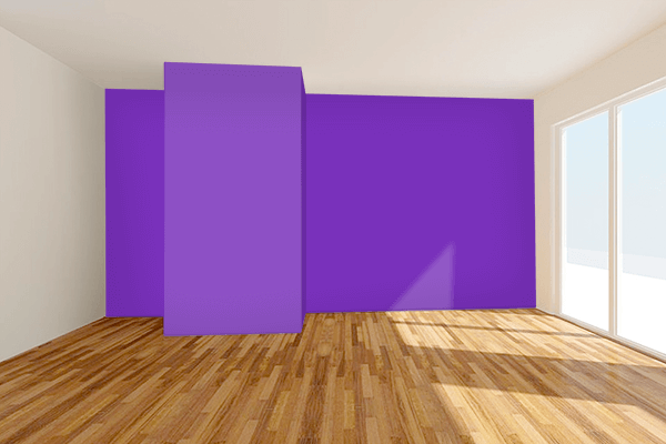 Pretty Photo frame on Hot Violet color Living room wal color