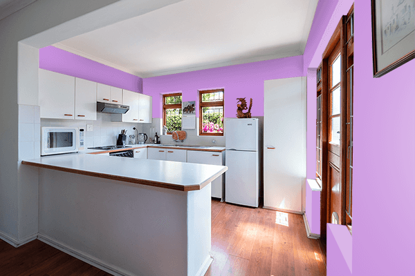 Pretty Photo frame on Pastel Lilac color kitchen interior wall color