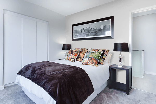Pretty Photo frame on Vibrant Silver color Bedroom interior wall color