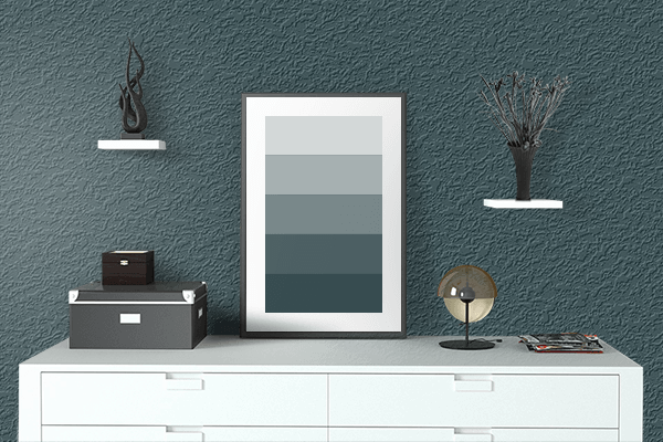 Pretty Photo frame on 藍色 (Ai-iro) color drawing room interior textured wall