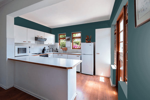 Pretty Photo frame on 藍色 (Ai-iro) color kitchen interior wall color