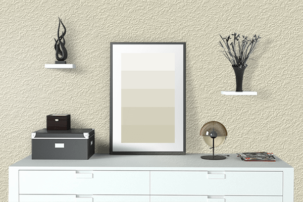 Pretty Photo frame on Pale Blonde color drawing room interior textured wall