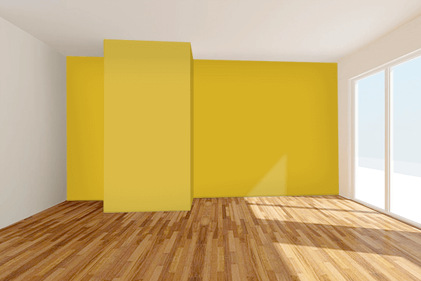 Pretty Photo frame on Lemon Yellow (RAL) color Living room wal color