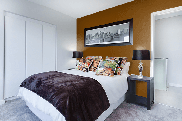 Pretty Photo frame on Rich Dark Bronze color Bedroom interior wall color