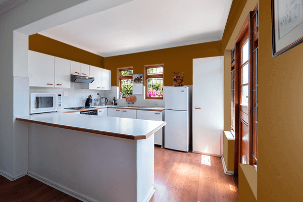 Pretty Photo frame on Rich Dark Bronze color kitchen interior wall color