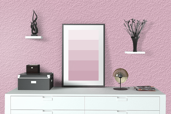 Pretty Photo frame on Aesthetic Pink color drawing room interior textured wall
