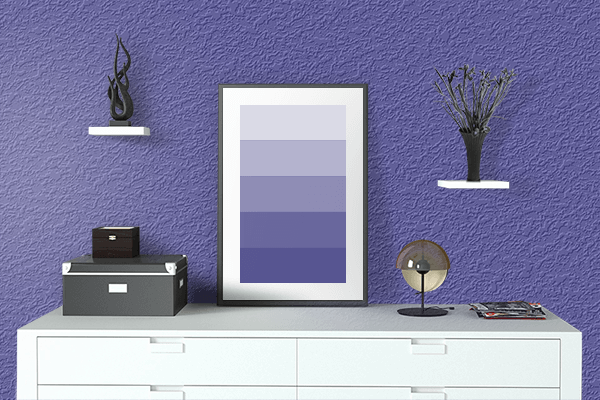 Pretty Photo frame on Indigo CMYK color drawing room interior textured wall