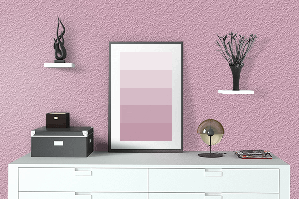 Pretty Photo frame on Muted Pink color drawing room interior textured wall