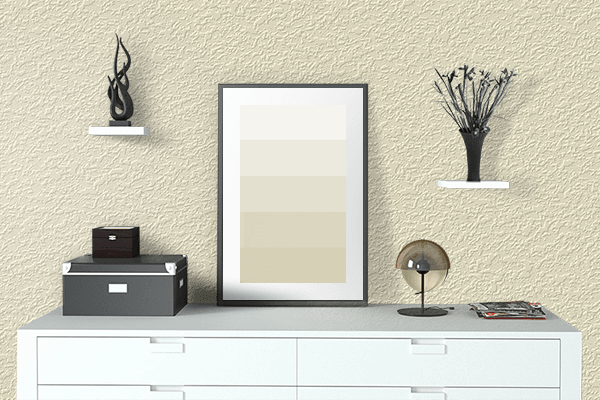 Pretty Photo frame on Pastel Blond color drawing room interior textured wall