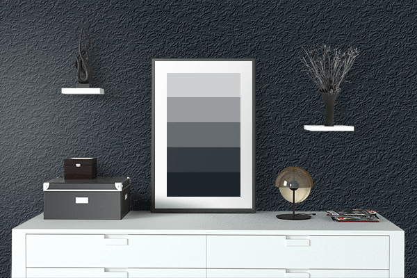 Pretty Photo frame on Rich Black color drawing room interior textured wall