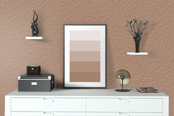 Pretty Photo frame on Matte Brown color drawing room interior textured wall