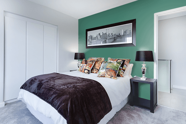 Pretty Photo frame on Bottle Green (Pantone) color Bedroom interior wall color