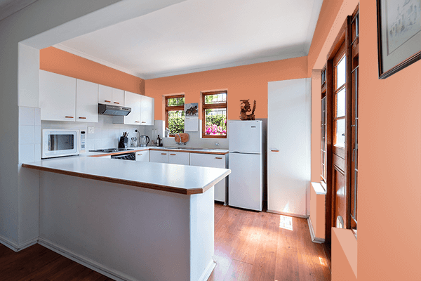 Pretty Photo frame on Pale Copper color kitchen interior wall color