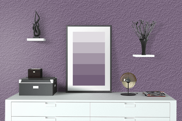 Pretty Photo frame on Faded Purple color drawing room interior textured wall