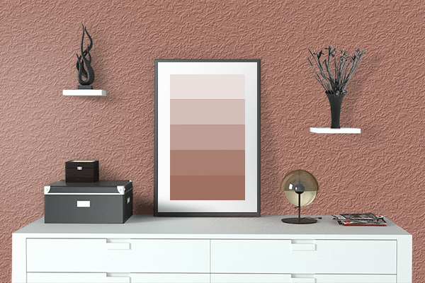 Pretty Photo frame on Dull Copper color drawing room interior textured wall