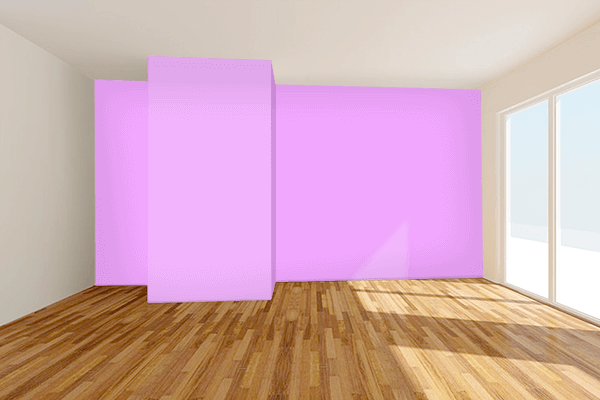 Pretty Photo frame on Rich Brilliant Lavender color Living room wal color
