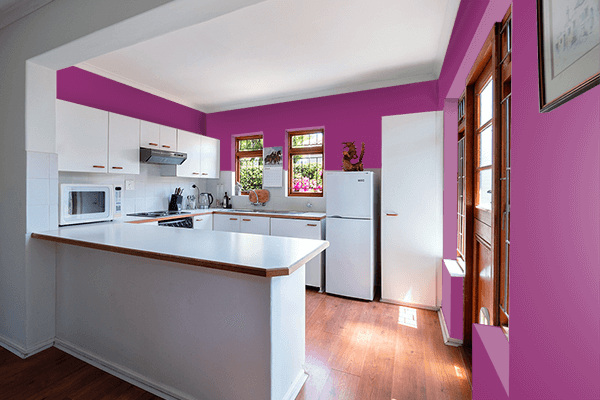 Pretty Photo frame on Traffic Purple (RAL) color kitchen interior wall color