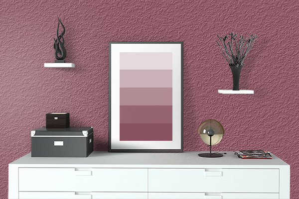 Pretty Photo frame on Pastel Burgundy color drawing room interior textured wall