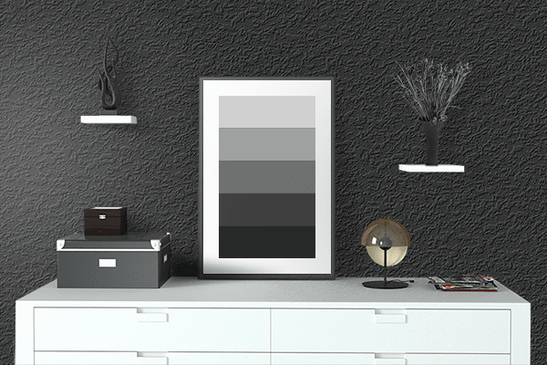 Pretty Photo frame on Refresh Black color drawing room interior textured wall
