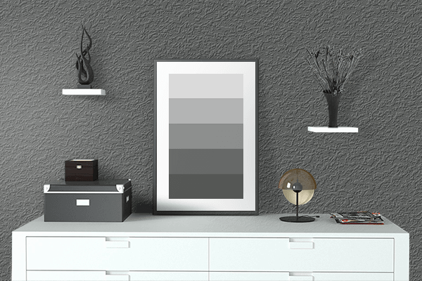 Pretty Photo frame on Traffic Grey B (RAL) color drawing room interior textured wall