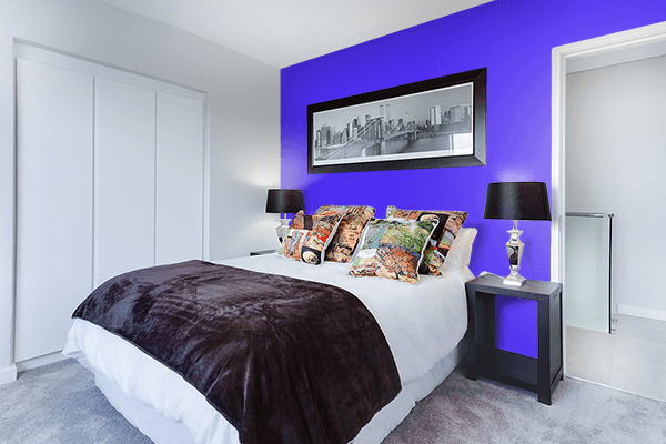 Pretty Photo frame on Spectrum Indigo color Bedroom interior wall color