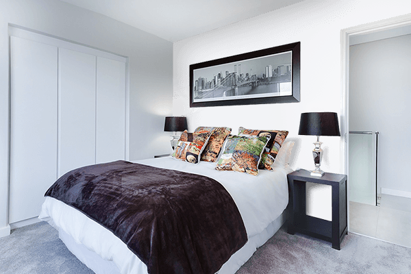 Pretty Photo frame on Titanium White color Bedroom interior wall color