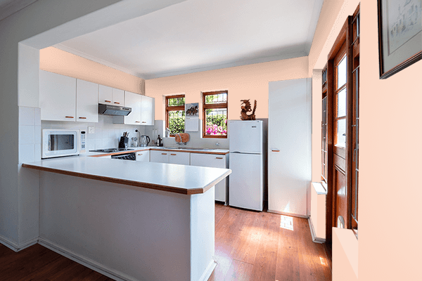 Pretty Photo frame on Pale Apricot color kitchen interior wall color
