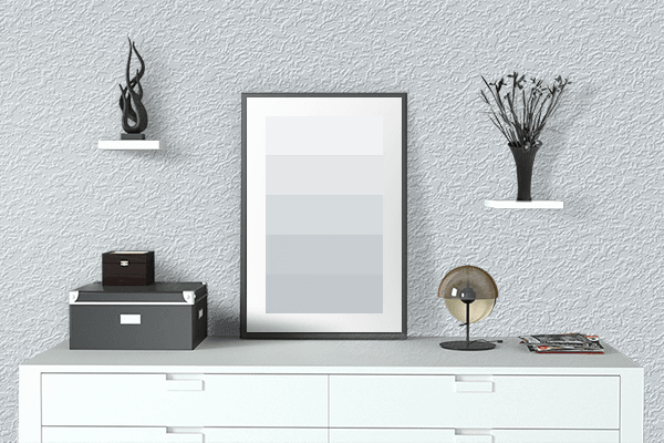 Pretty Photo frame on Arctic White color drawing room interior textured wall