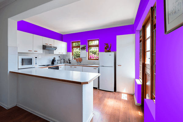 Pretty Photo frame on Electric Violet color kitchen interior wall color