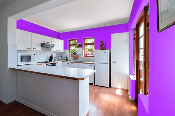 Pretty Photo frame on Neon Purple color kitchen interior wall color